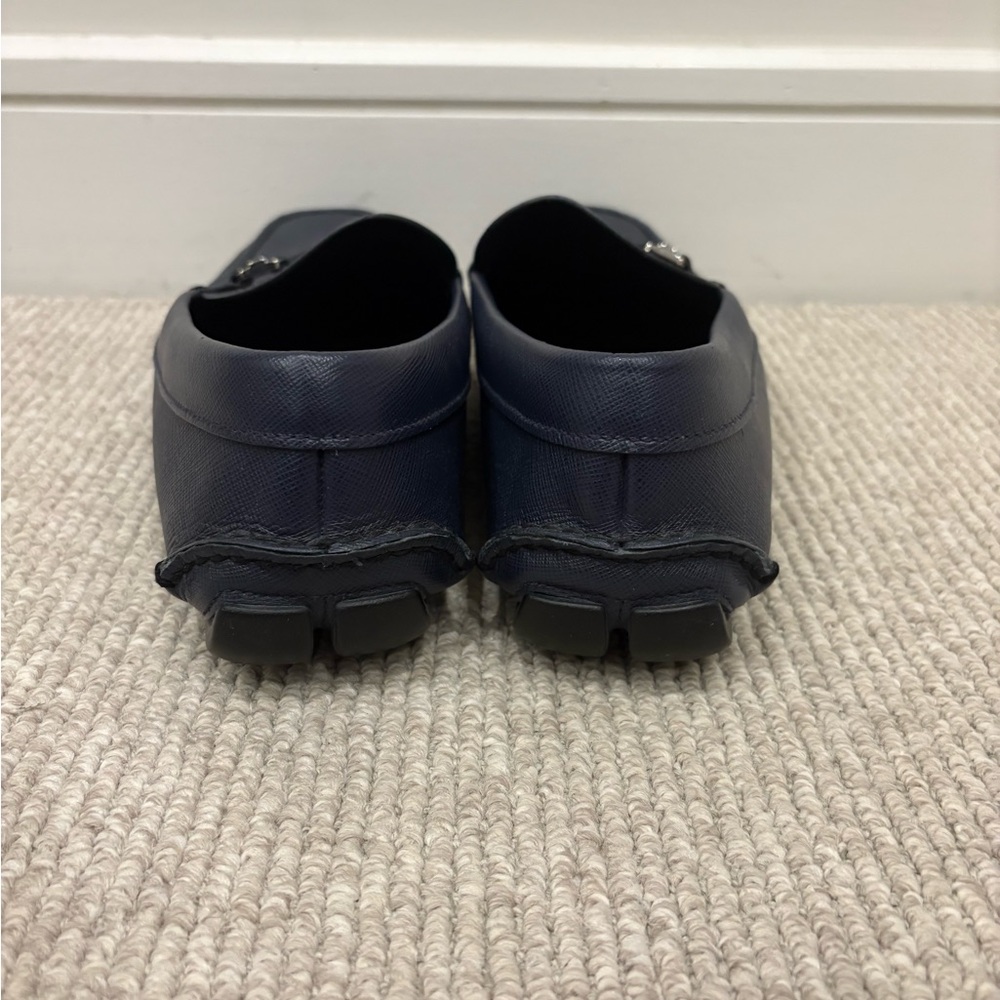 Prada Men's Blue Leather Penny Loafers - Picture 3 of 6